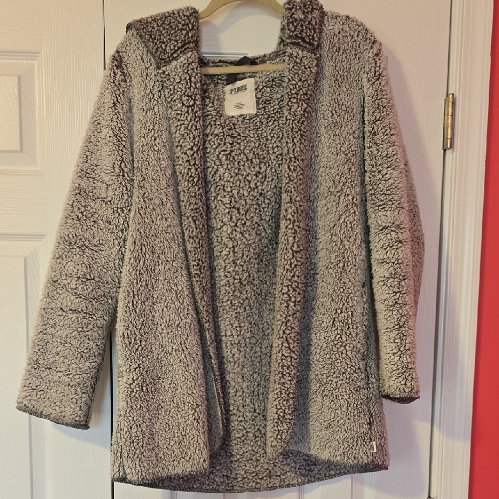 PINK Victoria's Secret Gray Teddy Jacket